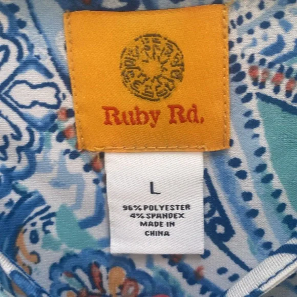 Ruby Rd womens Large Elegant Blue Paisley Dress with criss cross neckline detail - Picture 3 of 7